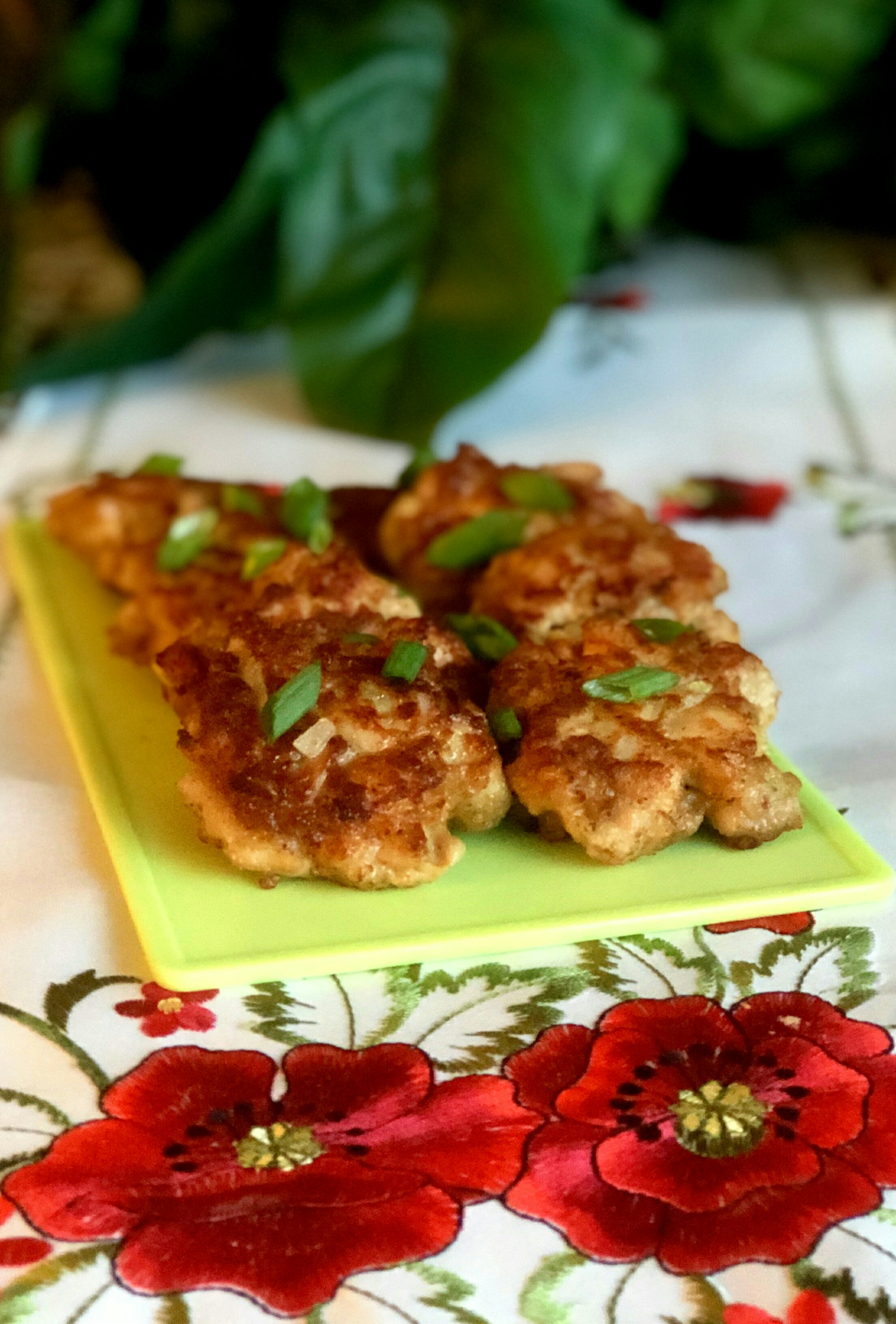 Cooked chicken fritters